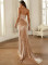 E124 Champagne Halter Dress